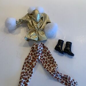 Barbie Fashion Avenue Boutique Gold Jacket, Animal Print Pants, Boots